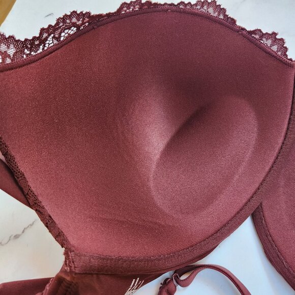 Skims Lace Padded Push-Up Bra Plum Purple Adjustable Straps Women's 42C - Picture 5 of 6